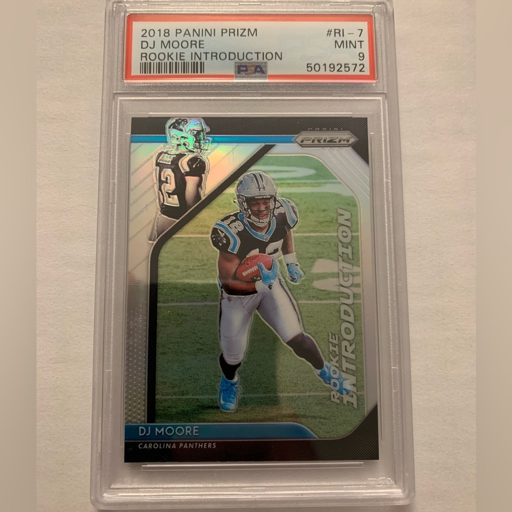 DJ Moore 2018 Panini Prizm Rookie Introduction PSA 9 POP 12